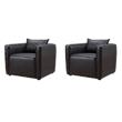 Pemberly Row Set of 2 Modern Dark Gray Vinyl Accent Chairs