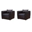 Pemberly Row Set of 2 Modern Accent Chairs in Brown Vinyl