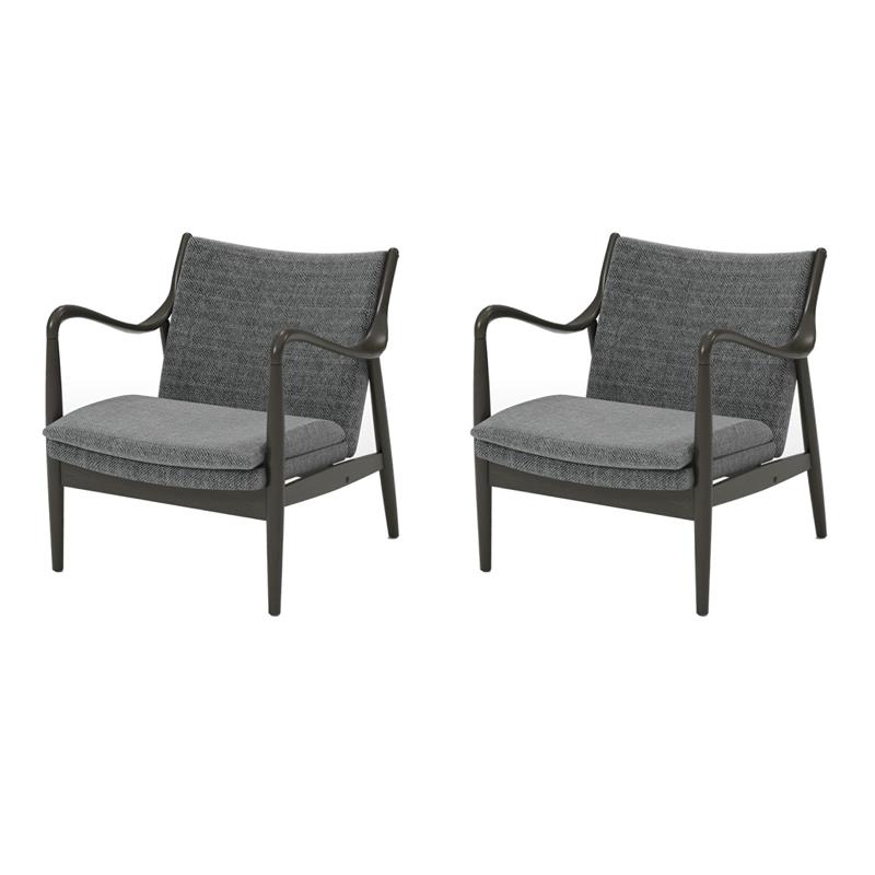 Pemberly Row Set of 2 Modern Accent Chairs in Gray Linen Fabric