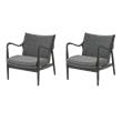 Pemberly Row Set of 2 Modern Accent Chairs in Gray Linen Fabric