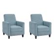Pemberly Row Set of 2 Push Back Chairs in Blue Linen with Tapered Legs