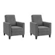 Pemberly Row Set of 2 Push Back Chairs in Gray Linen with Tapered Legs