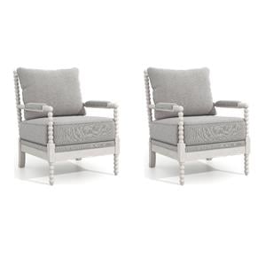 Pemberly Row Elm Accent Chairs - Set of 2 in Gray Fabric & Antique White