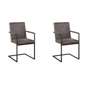Pemberly Row Set of 2 Upholstered Armchairs in Dark Brown