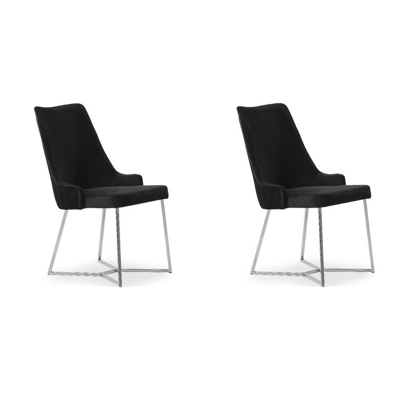 Pemberly Row Set of 2 Black Fabric Contemporary Accent Chairs