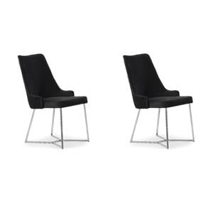 Pemberly Row Set of 2 Black Fabric Contemporary Accent Chairs