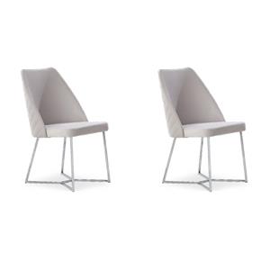 Pemberly Row Modern Accent Chairs - Set of 2 in White Fabric