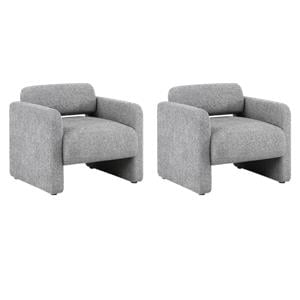Pemberly Row Accent Chairs - Set of 2 in Gray Boucle Fabric