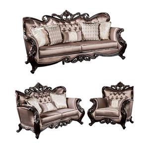 Pemberly Row 3-Pc Velvet Tufted Living Room Sofa Set with Wingback Design