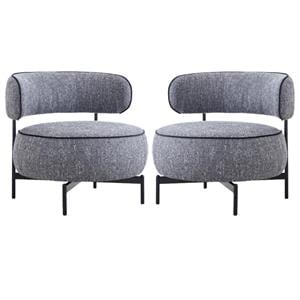 Pemberly Row Set of 2 Swivel Accent Chairs in Dark Gray Fabric