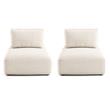 Pemberly Row Set of 2 Beige Boucle Fabric Armless Chairs