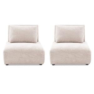 Pemberly Row Armless Chairs - Set of 2 in Light Brown Chenille