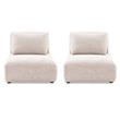 Pemberly Row Armless Chairs - Set of 2 in Light Brown Chenille