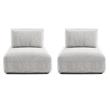 Pemberly Row Modern Armless Chairs - Set of 2 in Light Gray Boucle Fabric