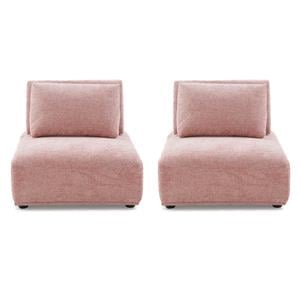 Pemberly Row Armless Chairs - Set of 2 in Pink Chenille