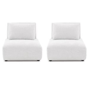 Pemberly Row Modern White Chenille Armless Chairs - Set of 2