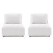 Pemberly Row Modern White Chenille Armless Chairs - Set of 2