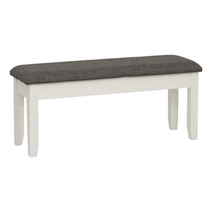 Pemberly Row Storage Bench with Vanilla White Wood and Taupe Cushioned Seat