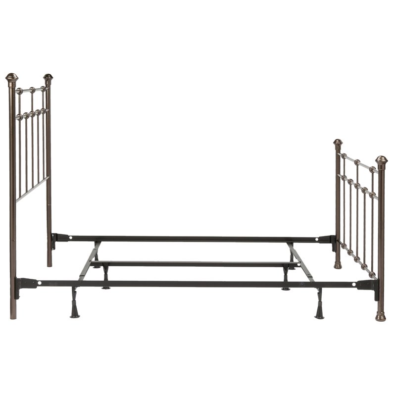 Pemberly Row Full-Size Decorative Metal Bed in Dark Hammered Bronze