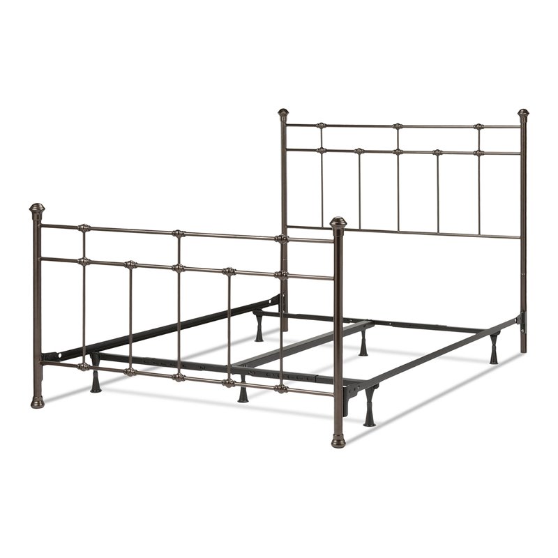 Pemberly Row Full-Size Decorative Metal Bed in Dark Hammered Bronze