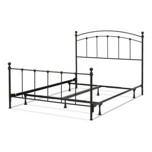 Pemberly Row Queen Sized Decorative Metal Bed in Matte Black Powder Coat