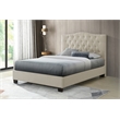 Pemberly Row Full Upholstered Platform Bed with Wooden Slats in Beige