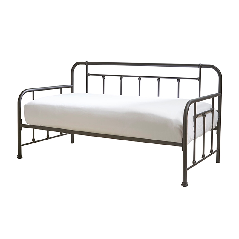 Pemberly Row Twin Size Daybed with Mattress Ready Slats in Black