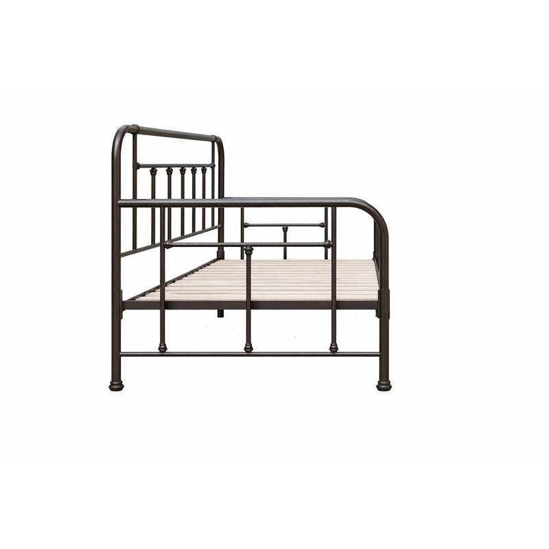 Pemberly Row Twin Size Daybed with Mattress Ready Slats in Black