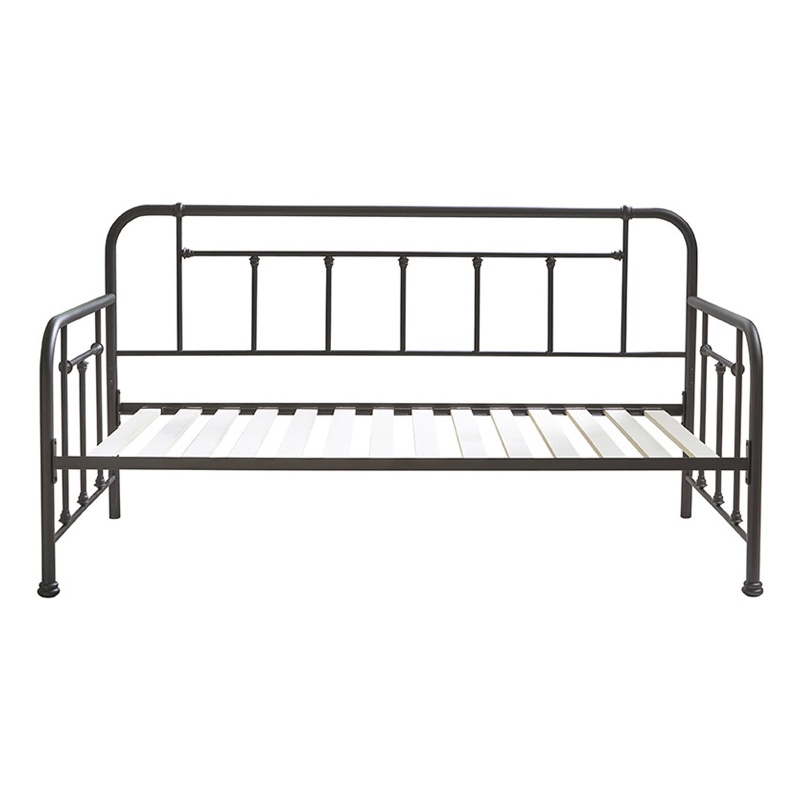 Pemberly Row Twin Size Daybed with Mattress Ready Slats in Black