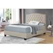 Pemberly Row King Upholstered Platform Bed with Wooden Slats in Beige