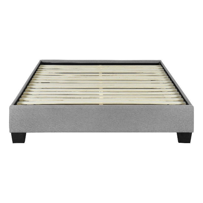 Pemberly Row Full Upholstered Platform Bed with Wooden Slats in Gray