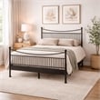 Pemberly Row Complete King Bed with Swoop Spindle Design in Matte Black