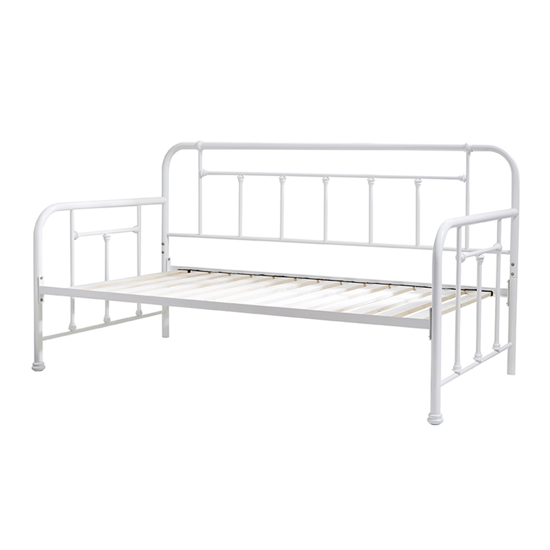 Pemberly Row Twin Size Daybed with Mattress Ready Slats in White