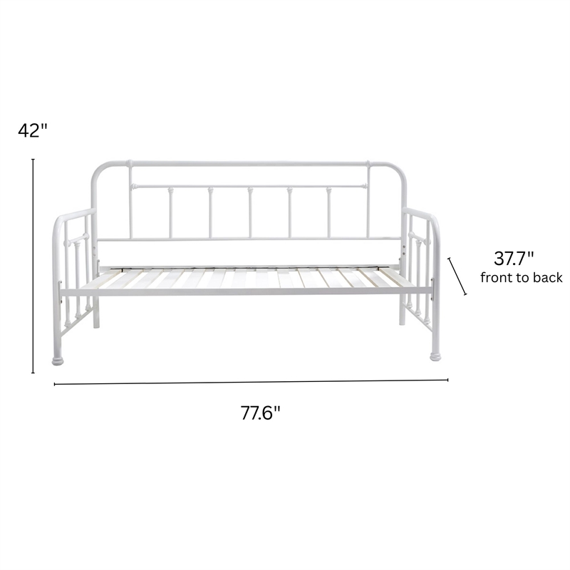 Pemberly Row Twin Size Daybed with Mattress Ready Slats in White