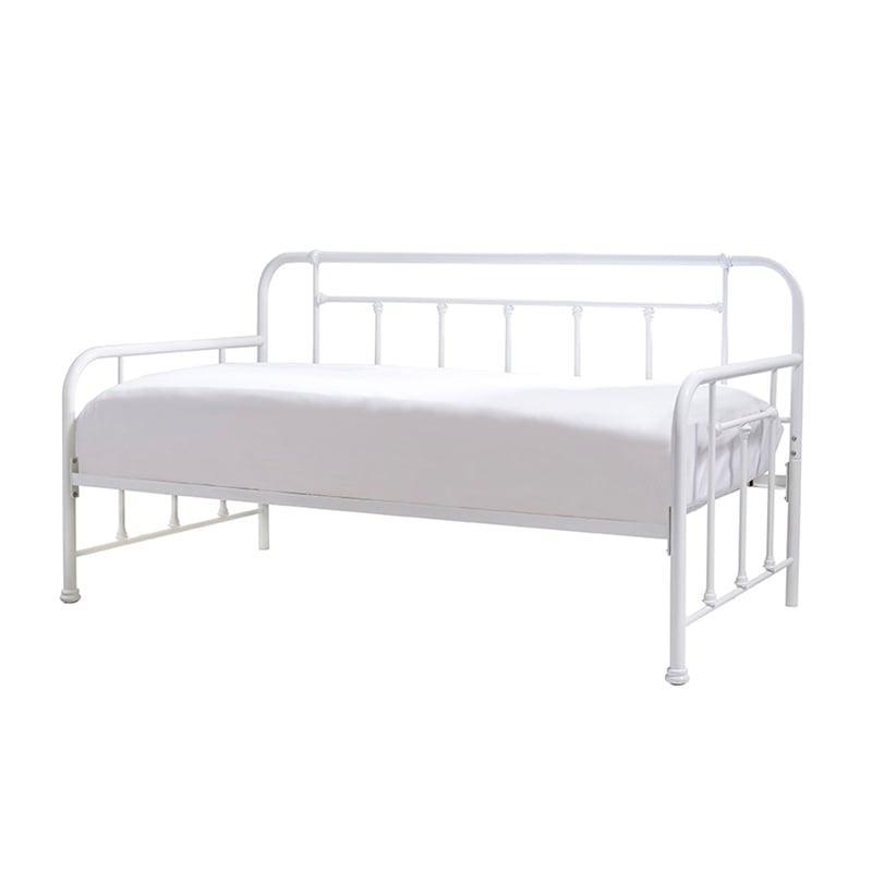 Pemberly Row Twin Size Daybed with Mattress Ready Slats in White