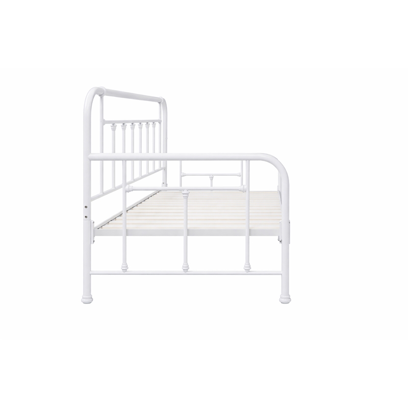 Pemberly Row Twin Size Daybed with Mattress Ready Slats in White