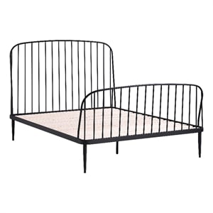 Pemberly Row Complete King Bed with Slats in Matte Black Finish
