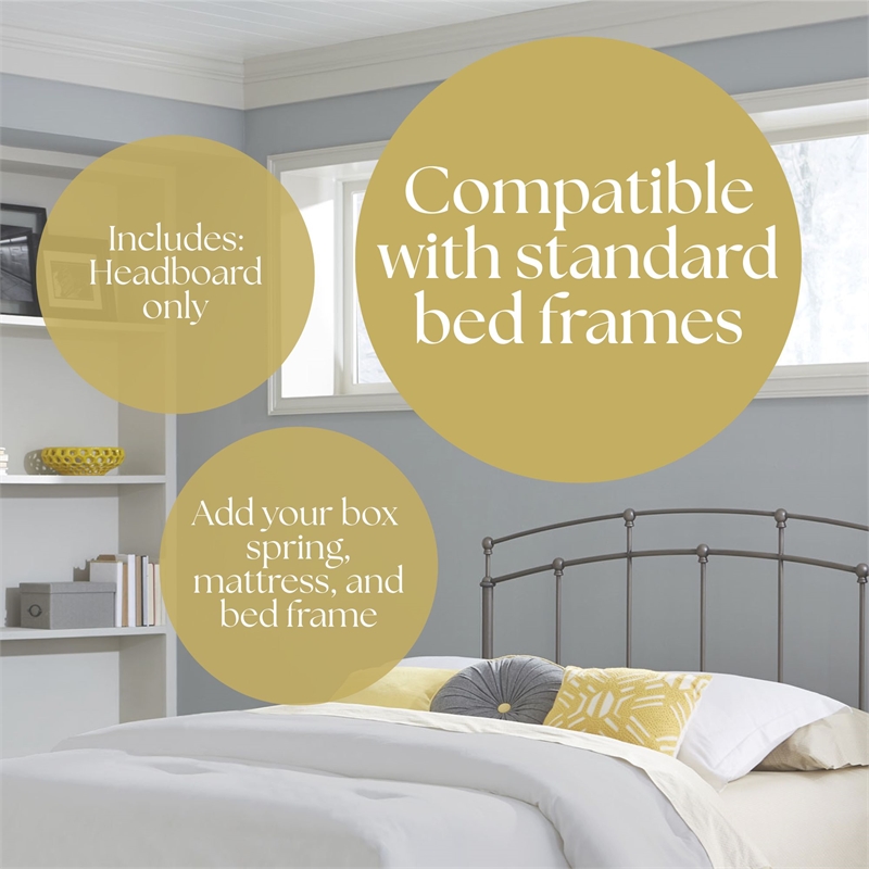 Pemberly Row King Size Metal Headboard in Rich Black Walnut Finish