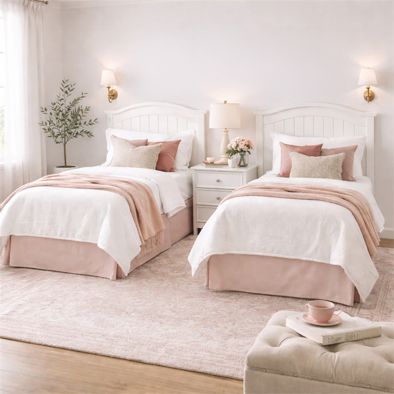 Pemberly Row Twin Size Curved Solid Hardwood Headboard in White