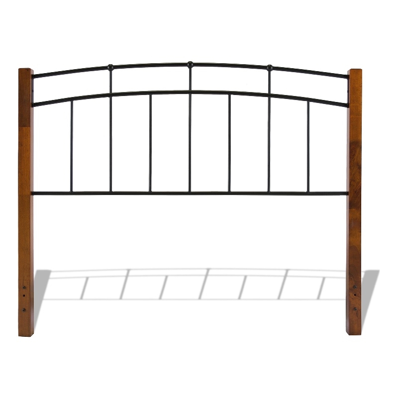 Pemberly Row King Size Metal and Wood Headboard in Textured Black & Maple