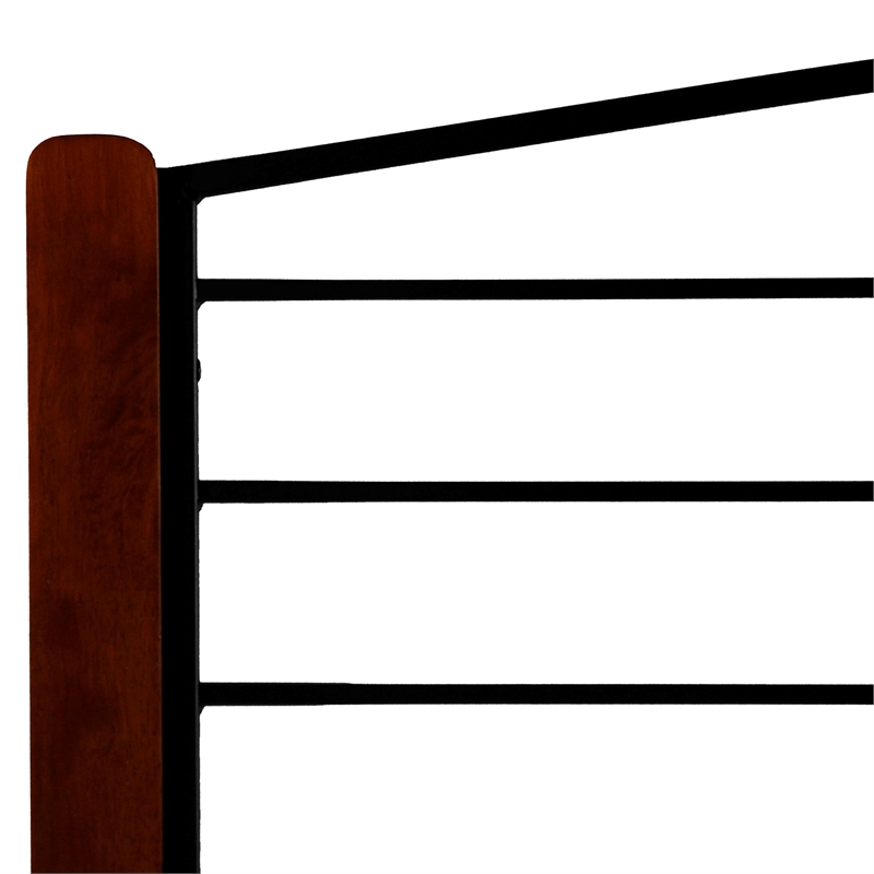 Pemberly Row Full Size Metal and Wood Headboard in Textured Black & Spice