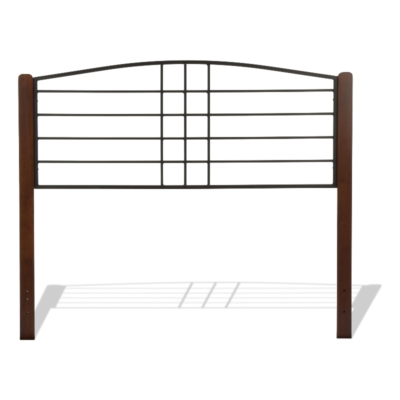 Pemberly Row Full Size Metal and Wood Headboard in Textured Black & Spice