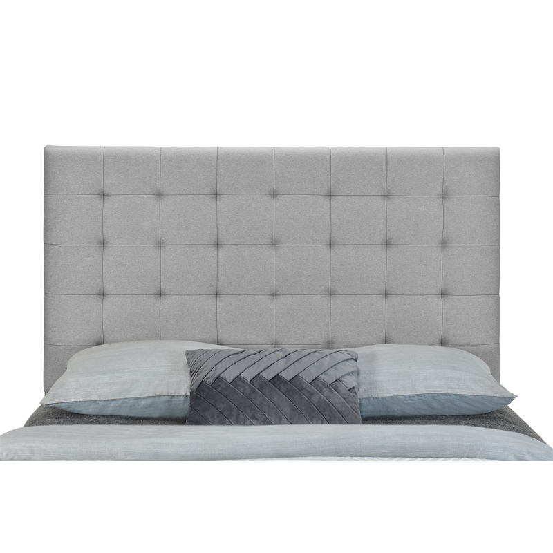 Pemberly Row King Size Tufted Upholstered Fabric Headboard in Gray