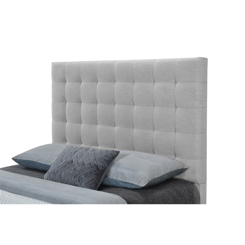 Pemberly Row King Size Tufted Upholstered Fabric Headboard in Gray