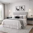Pemberly Row King Size Tufted Upholstered Fabric Headboard in Gray
