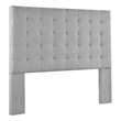Pemberly Row King Size Tufted Upholstered Fabric Headboard in Gray