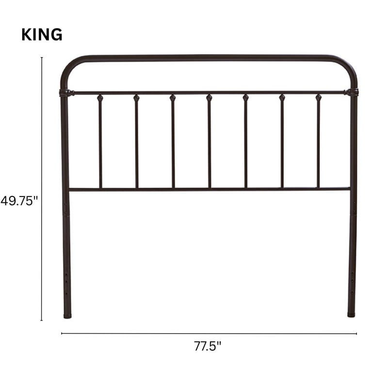 Pemberly Row King Size Spindle Metal Headboard in Oiled Bronze