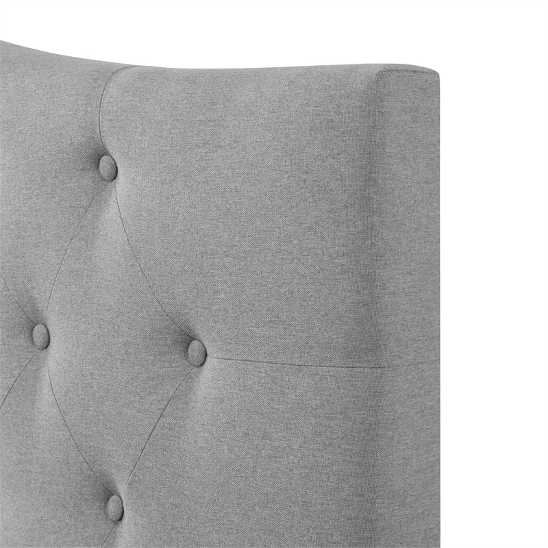 Pemberly Row King Size Tufted Upholstered Fabric Headboard in Gray