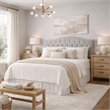 Pemberly Row King Size Tufted Upholstered Fabric Headboard in Gray
