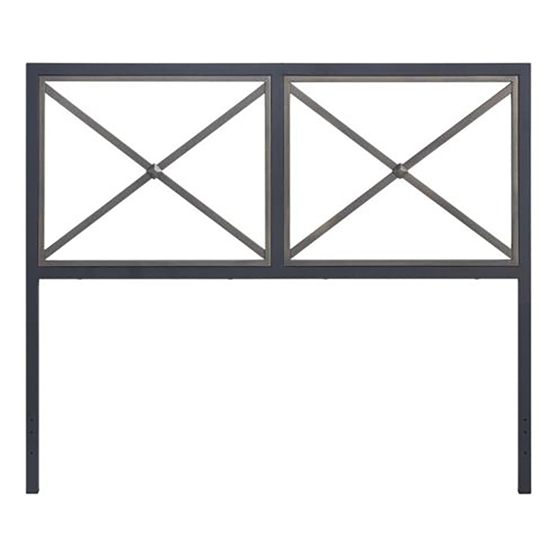 Pemberly Row King Size Metal Headboard in Textured Black / Gray Bronze